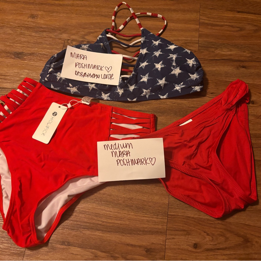 Stars and Stripes - 4th of July Red White and  Blue Bikini Set